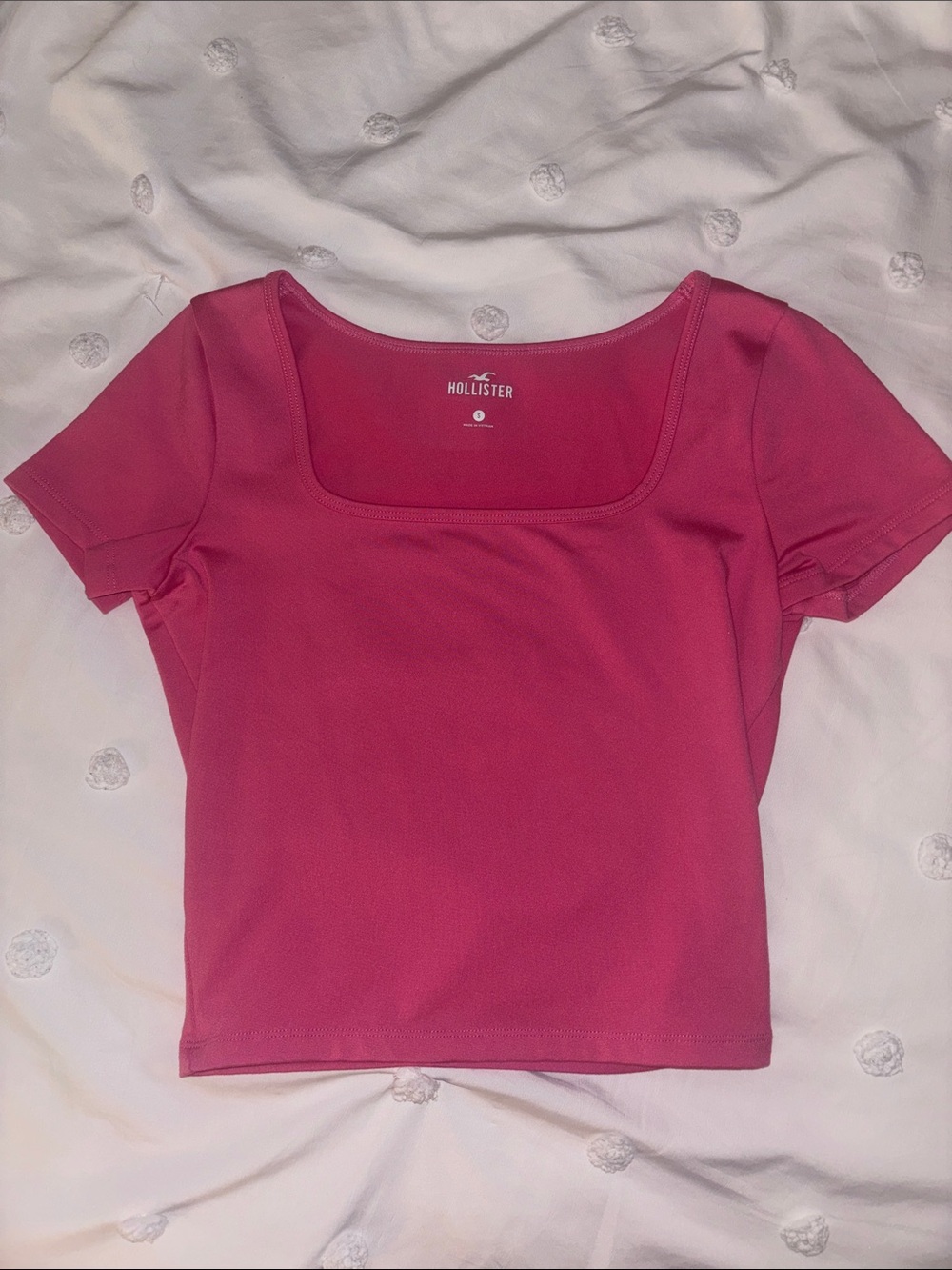 Hollister Hot Pink Square-Neck Short Sleeve Crop Top